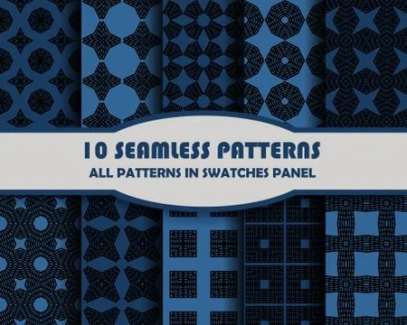 Vector set of geometric seamless patterns for design 스톡 일러스트