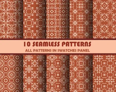 Vector set of geometric seamless patterns for design Stock Illustration