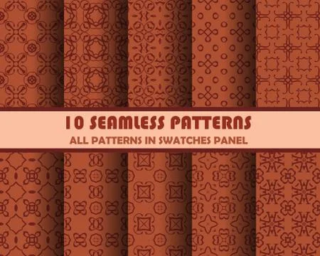 Vector set of geometric seamless patterns for design Stock Illustration