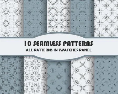 Vector set of geometric seamless patterns for design 스톡 일러스트