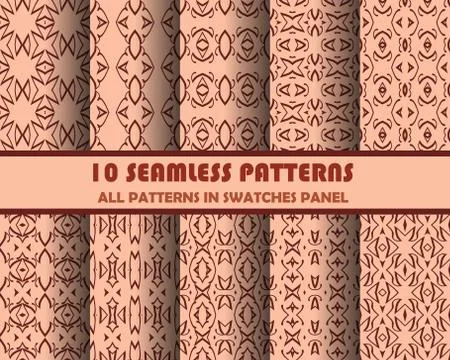 Vector set of geometric seamless patterns for design 스톡 일러스트