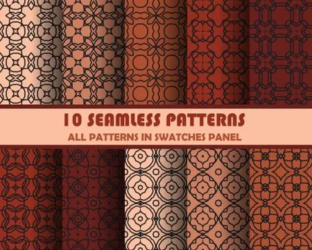 Vector set of geometric seamless patterns for design Stock Illustration