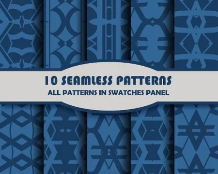 Vector set of geometric seamless patterns for design Stock Illustration