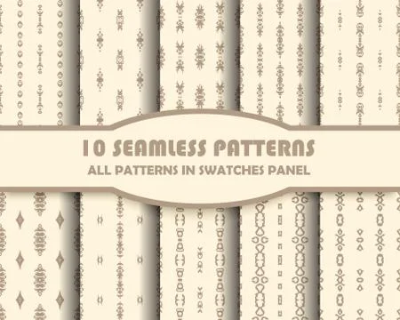 Vector set of geometric seamless patterns for design 스톡 일러스트