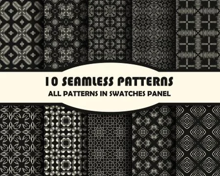 Vector set of geometric seamless patterns for design 스톡 일러스트