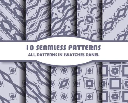 Vector set of geometric seamless patterns for design Stock Illustration