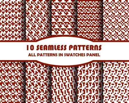 Vector set of geometric seamless patterns for design Stock Illustration