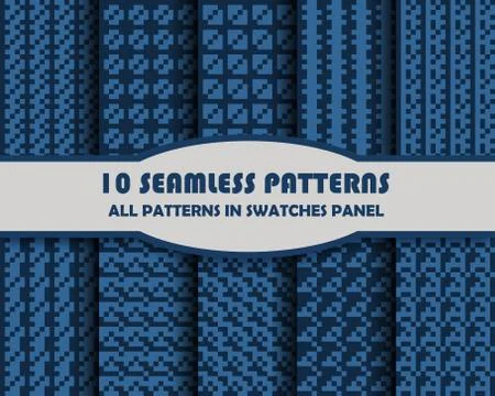 Vector set of geometric seamless patterns for design Stock Illustration