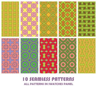 Vector set of geometric seamless patterns for design Stock Illustration