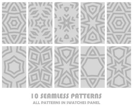 Vector set of geometric seamless patterns for design Stock Illustration