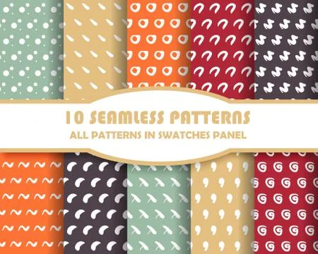 Vector set of geometric seamless patterns for design 스톡 일러스트