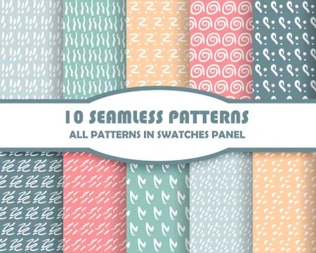 Vector set of geometric seamless patterns for design 스톡 일러스트