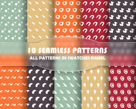 Vector set of geometric seamless patterns for design Stock Illustration