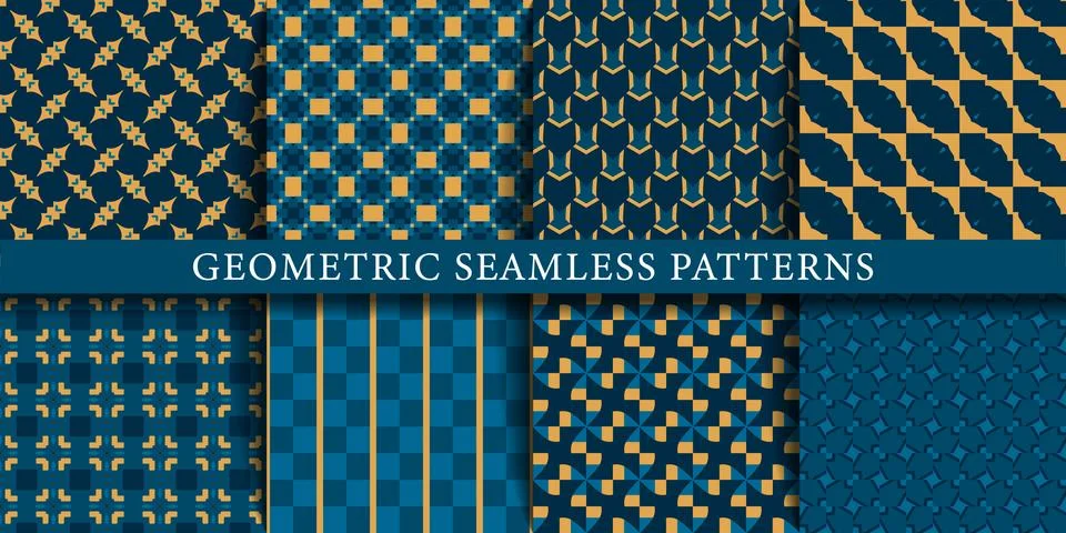 Vector set of geometric seamless patterns, textures, backgrounds. Geometric g 스톡 일러스트