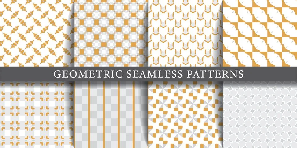 Vector set of geometric seamless patterns, textures, backgrounds. Geometric g Illustrazione stock