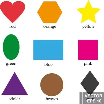 Vector set of geometric shapes of different colors. Stock Illustration