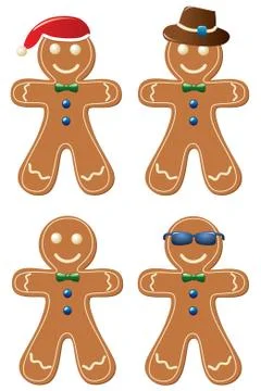 Vector set of gingerbread cookies Stock Illustration