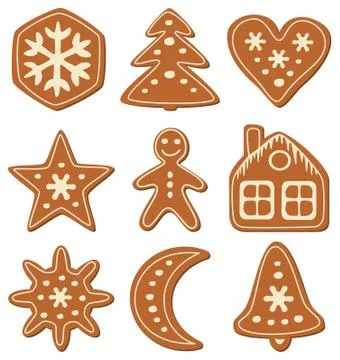 Vector set of gingerbread cookies Stock Illustration