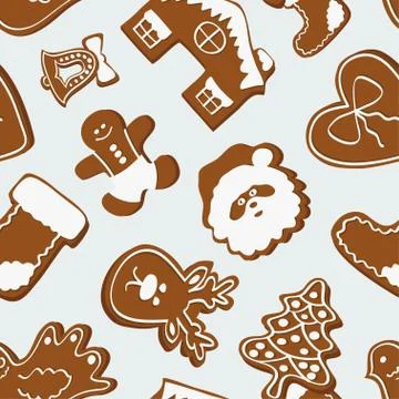 Vector set of gingerbread cookies pattern. Illustrazione stock
