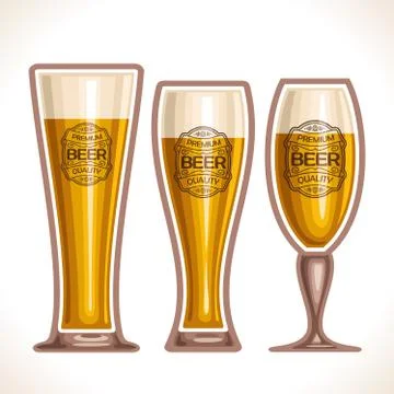 Vector set glass cups of beer Stock Illustration