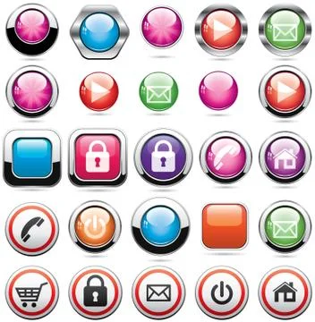 Vector set of glossy buttons Stock Illustration