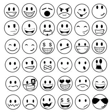 Vector set of glossy emoticons Stock Illustration
