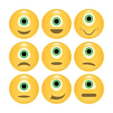Vector set of glossy Emoticons. Stock Illustration