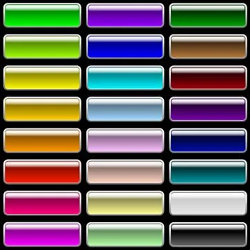 Vector set of glossy rectangular varicolored buttons for web design. Stock Illustration