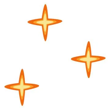 Vector set of glowing stars. Hand drawn stars in doodle style with four rays. 스톡 일러스트
