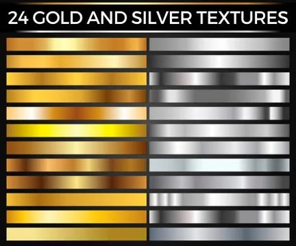 Vector Set of Gold and Silver Gradients, Gold and Silver Squares Collection Illustrazione stock