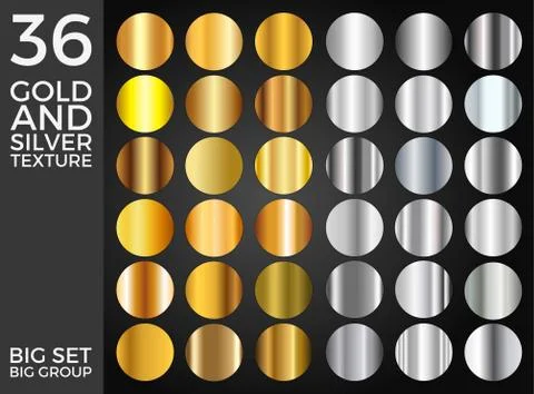 Vector Set of Gold and Silver Gradients, Gold and Silver Squares Collection Illustrazione stock