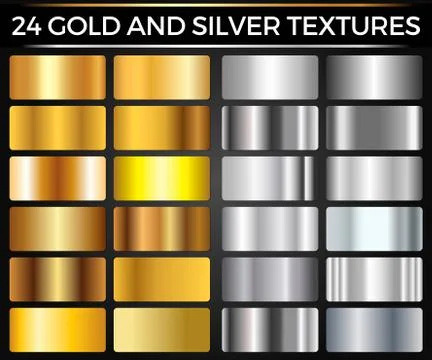 Vector Set of Gold and Silver Gradients, Gold and Silver Squares Collection Illustrazione stock