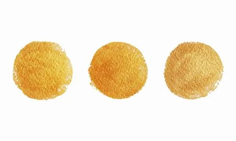 Vector set of gold different round brush strokes. Circle black frame painted. Stock-Illustration