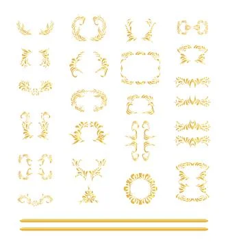 Vector set of  gold elements Stock Illustration