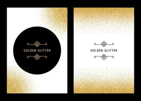 Vector Set Gold Glitter Card and Background Stock Illustration