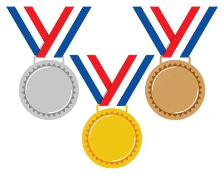 Vector set of gold, silver and bronze medals Stock Illustration