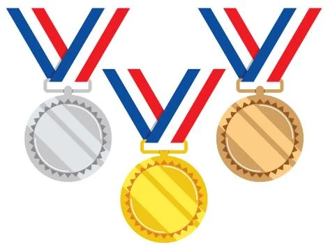 Vector set of gold, silver and bronze medals Stock Illustration