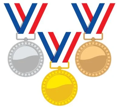 Vector set of gold, silver and bronze medals Stock Illustration