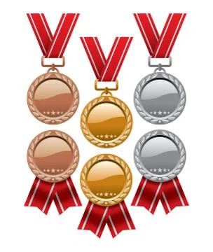 Vector set of gold, silver and bronze medals Illustrazione stock