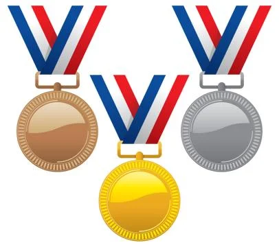 Vector set of gold, silver and bronze medals Stock Illustration
