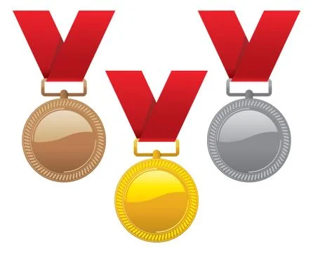 Vector set of gold, silver and bronze medals Stock Illustration