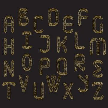 Vector set of golden glitter letters Stock Illustration