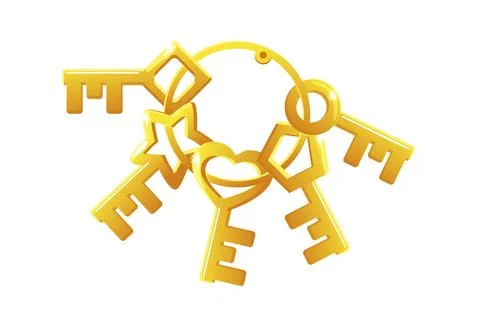 Vector set of golden keys in a bunch. Stock Illustration