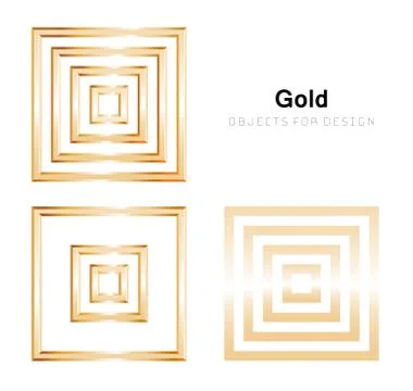 Vector set of golden squares, different sizes Illustrazione stock