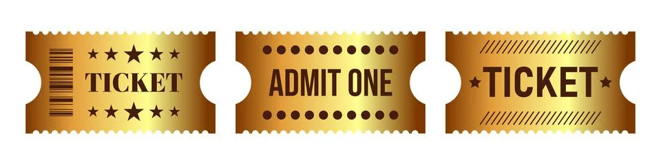 Vector set of golden ticket template. Stock Illustration