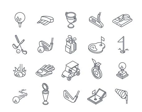 Vector Set of golf linear icons Stock Illustration