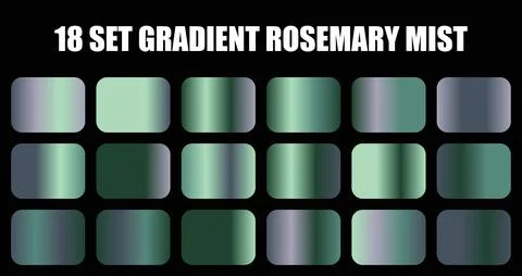 A vector set of gradient rosemary mist colors showcasing various green and grey Stock Illustration