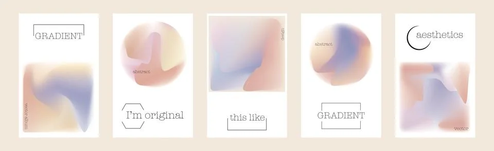 Vector set of gradient shapes. Abstract posters. Concept of vintage illustr.. Stock Illustration