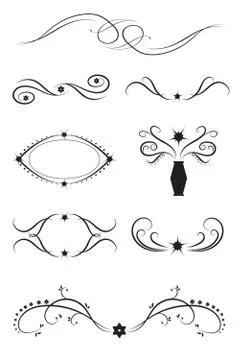 Vector set of graphic design elements: borders, dividers and frames Illustrazione stock