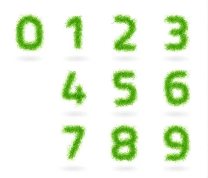 Vector set grass numbers 스톡 일러스트